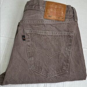 Levi’s 501 Fresh Premium Brown Wash Button Fly Men’s 36W Denim Jeans Cherry Tag